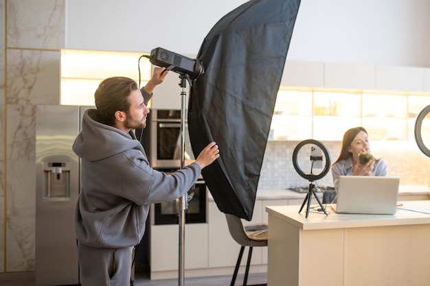 Professional podcast recording setup